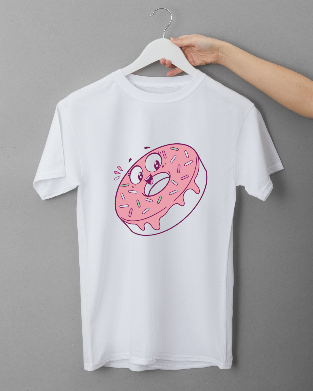 T-shirt avec motif coloré de donut joyeux au glaçage pastel