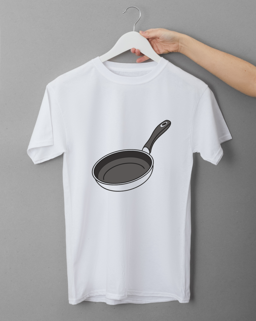 T-shirt stylé avec icône stylisée d'une poêle pour les passionnés de cuisine