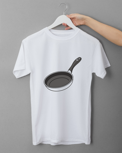 T-shirt stylé avec icône stylisée d'une poêle pour les passionnés de cuisine