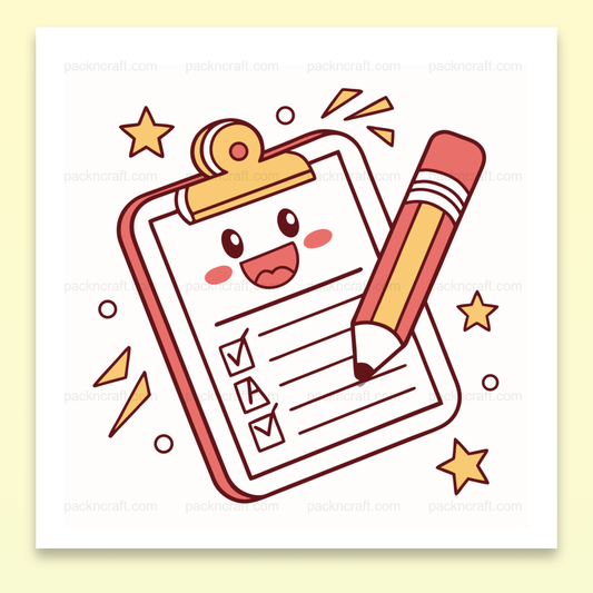 Illustration kawaii d'une liste joyeuse avec crayon pour usage scolaire et créatif