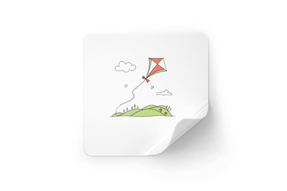 Sticker décoratif représentant un cerf-volant joyeux dans un ciel stylisé