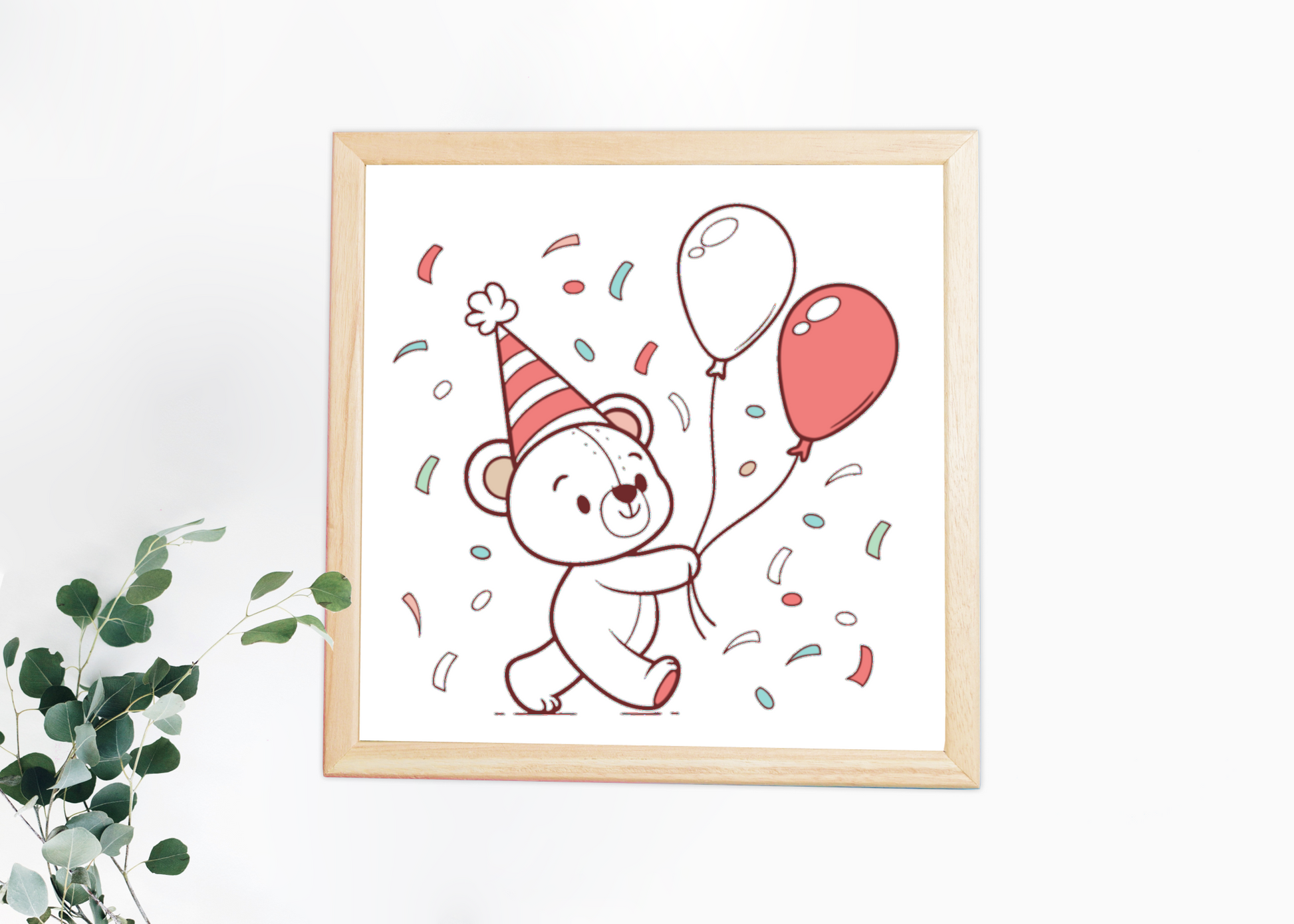 Cadre avec ourson kawaii, superbe décoration pour chambre d'enfant