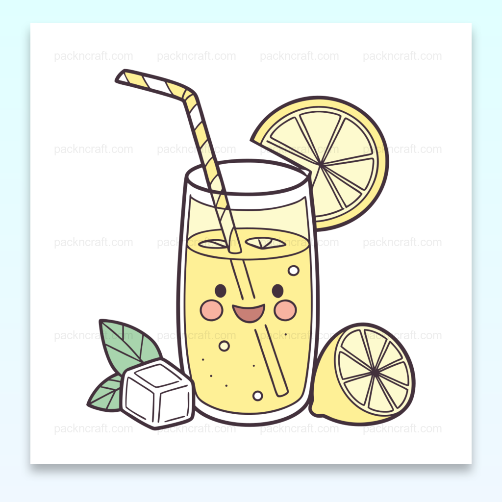 Illustration kawaii de verre de limonade joyeux avec usage décoratif et éducatif