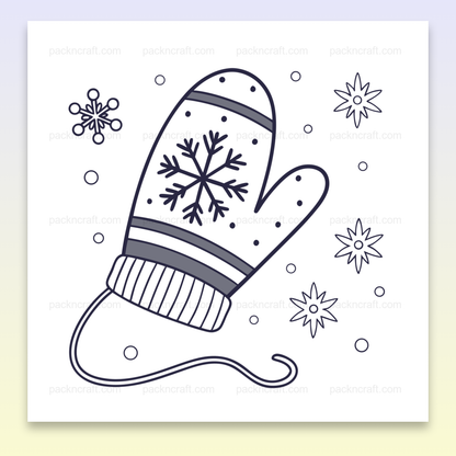 Illustration minimaliste de moufle avec flocons pour projets hiver.