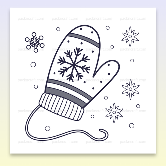 Illustration minimaliste de moufle avec flocons pour projets hiver.