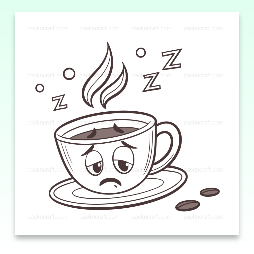 Illustration de tasse fatiguée, idéale pour projets DIY et déco.