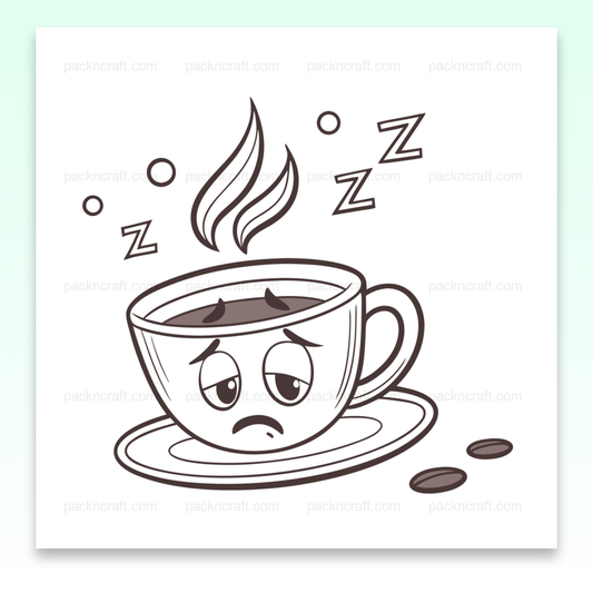 Illustration de tasse fatiguée, idéale pour projets DIY et déco.