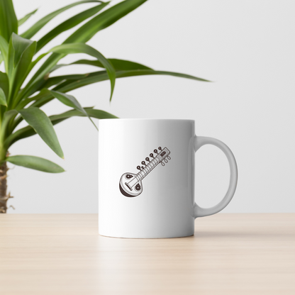 Mug vibrant avec sitar coloré en musique dynamique sur fond délicat