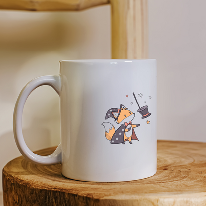 Mug avec renard magicien au style fantaisie, enchanteur et captivant