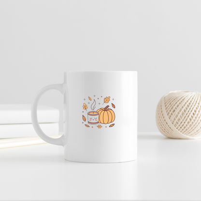 Mug décoratif avec design style doodle de bougie et citrouille ambiance automne