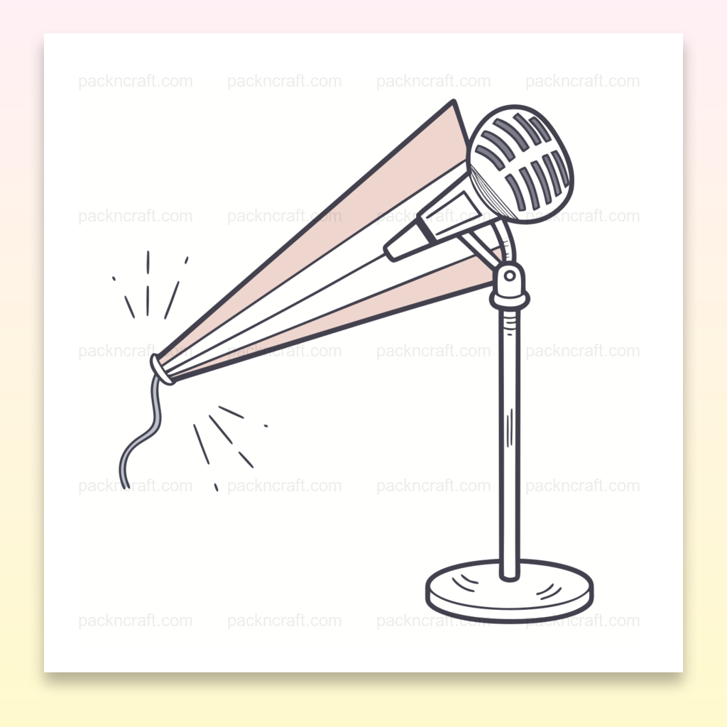Illustration vintage de microphone sur scène, idéale pour projets DIY, Microphone sur scène vectorissé, parfait pour cadre musical, Microphone artistique sur mug, design rétro et élégant, T-shirt avec un microphone sur scène, style vintage, Autocollant de microphone vintage, parfait pour la personnalisation
