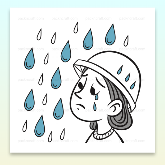 Illustration vectorielle d'un enfant sous la pluie, usage DIY et papeterie