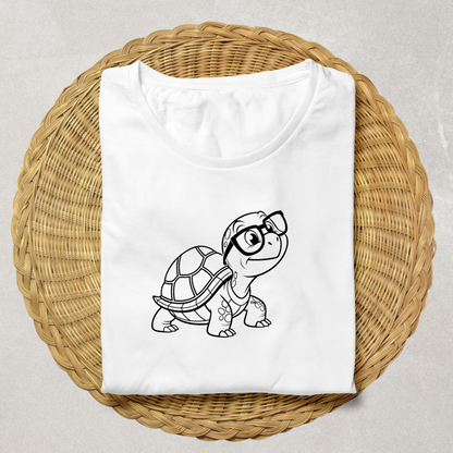 T-shirt ludique avec motif de tortue érudite en dessin vectoriel amusant