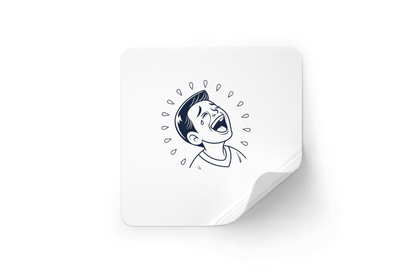 Sticker montrant un enfant joyeux style moderne avec rire captivant
