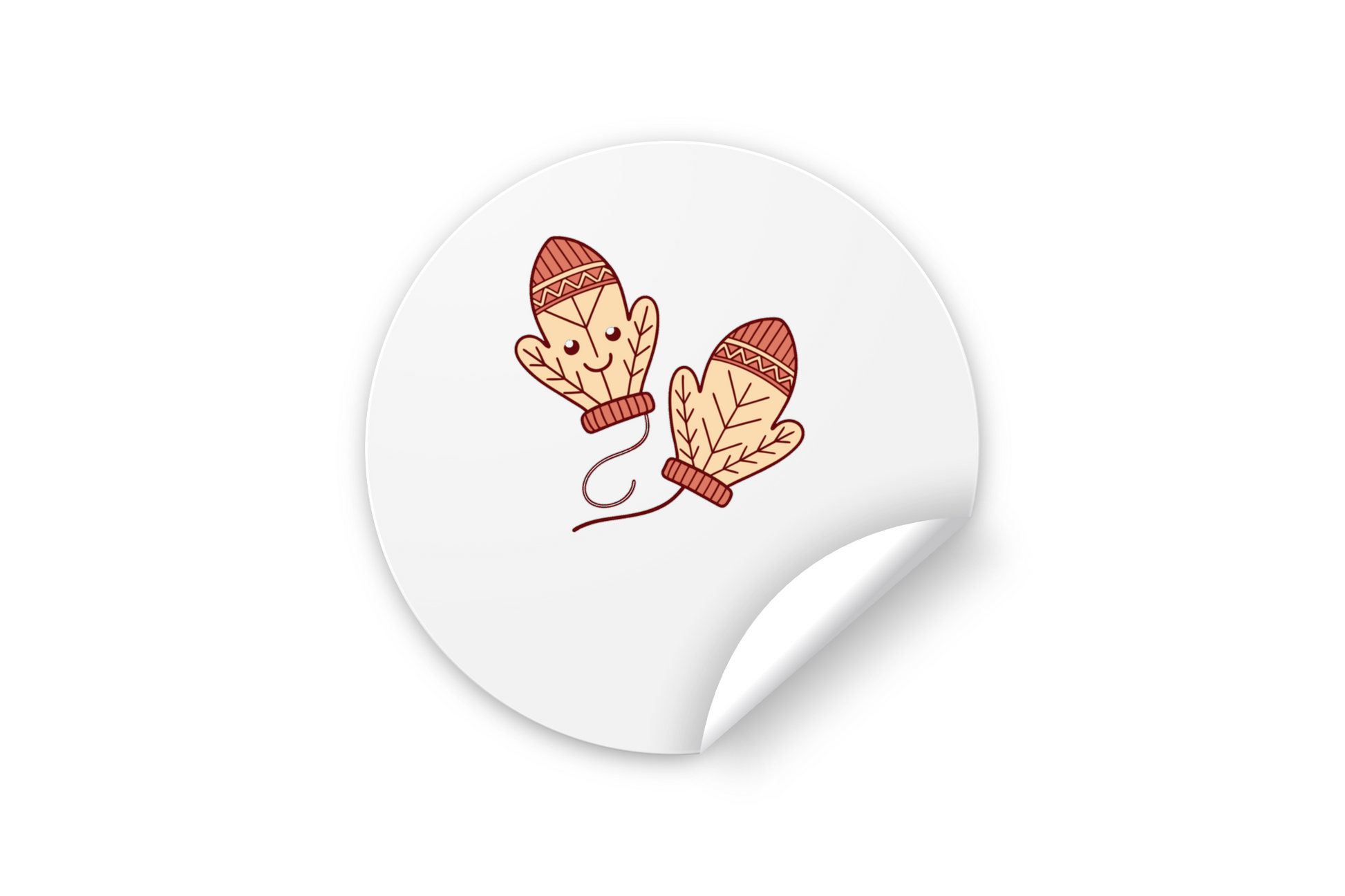 Sticker avec moufles stylisées dans un décor hivernal joyeux et cartoon