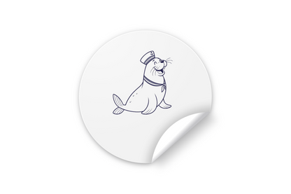 Sticker avec motif de phoque marin en aventure monochrome, parfait pour décorer