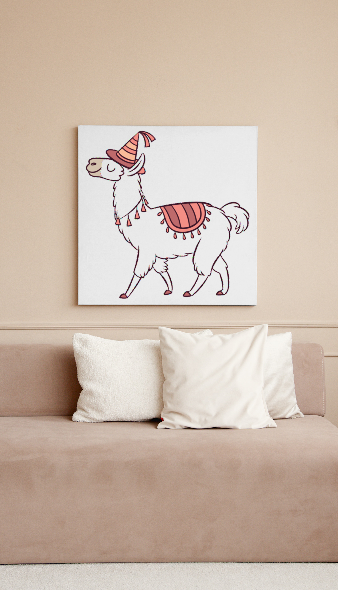 Cadre élégant avec un llama festif coloré pour anniversaire