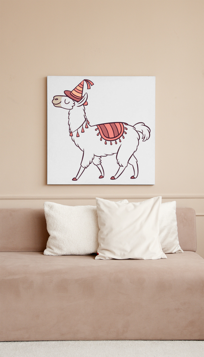 Cadre élégant avec un llama festif coloré pour anniversaire