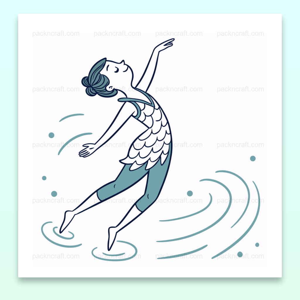 Illustration vectorielle d'une danseuse gracieuse sur l'eau, parfaite pour déco et DIY