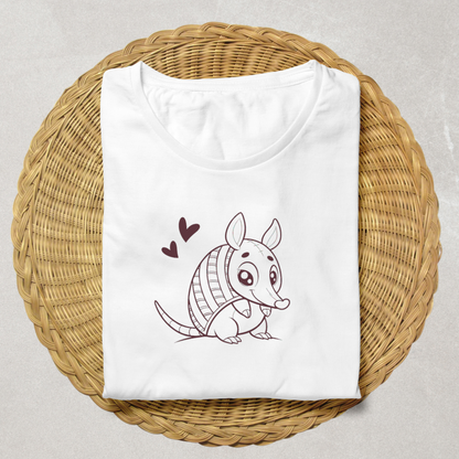 T-shirt avec dessin vectoriel de tatou dans un style exploratoire et artistique