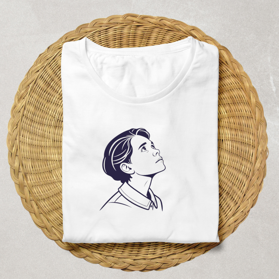 T-shirt élégant avec motif jeune garçon rêveur idéal pour une inspiration créative