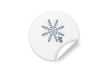 Sticker décoratif avec une souris sous un flocon dans un style magique hivernal