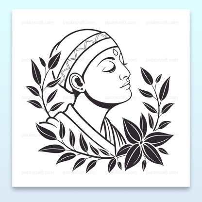 Illustration d'un moine paisible entouré de feuillage, parfaite pour une ambiance zen
