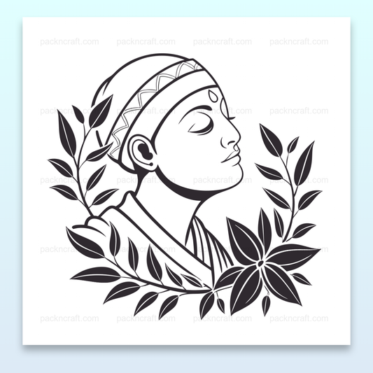 Illustration d'un moine paisible entouré de feuillage, parfaite pour une ambiance zen