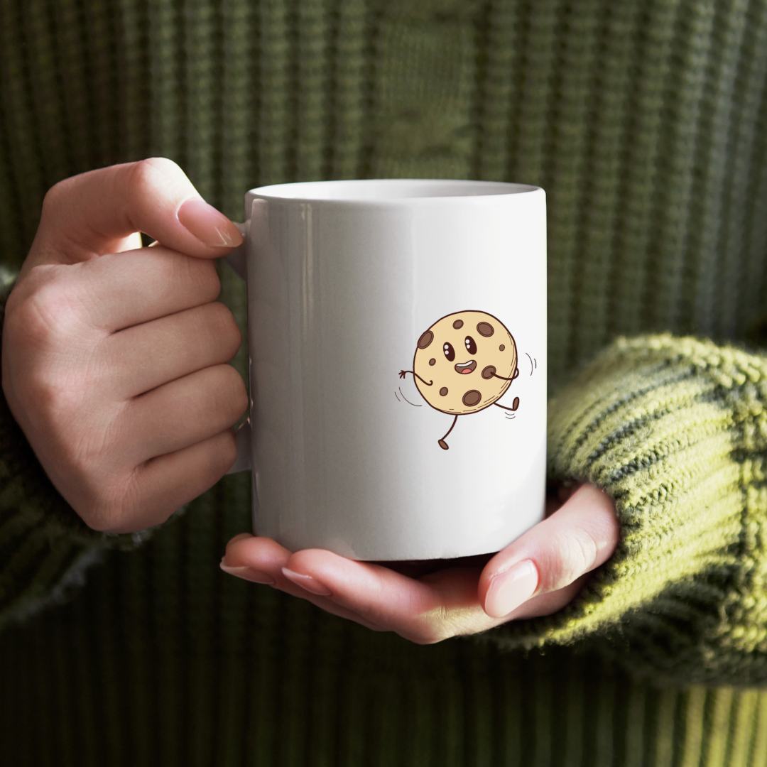 Mug avec un cookie dansant magique style kawaii coloré et amusant