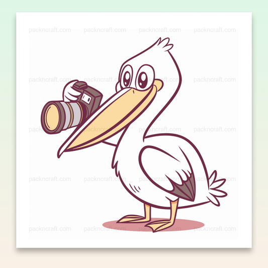 Illustration de pélican photographe jovial en SVG pour projets créatifs
