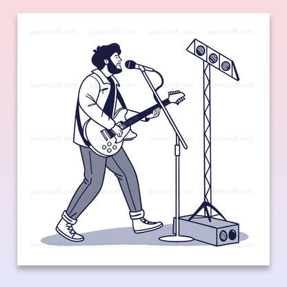 Chanteur passionné | Style épuré SVG | Ambiance concert