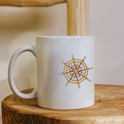 Mug avec icône vintage maritime captivante en style vectoriel
