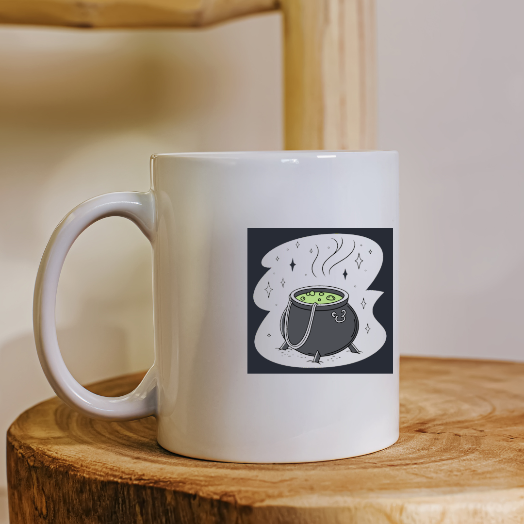 Mug avec motif chaudron magique fumant pour une ambiance mystérieuse d'Halloween