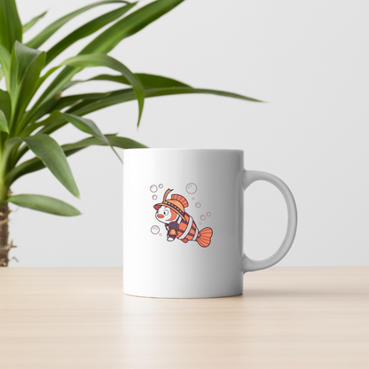 Mug avec décoration poisson clown style cartoon sur fond marin