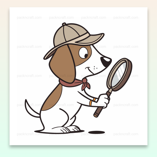 Illustration vectorielle de chien détective avec loupe pour projets éducatifs et décoratifs