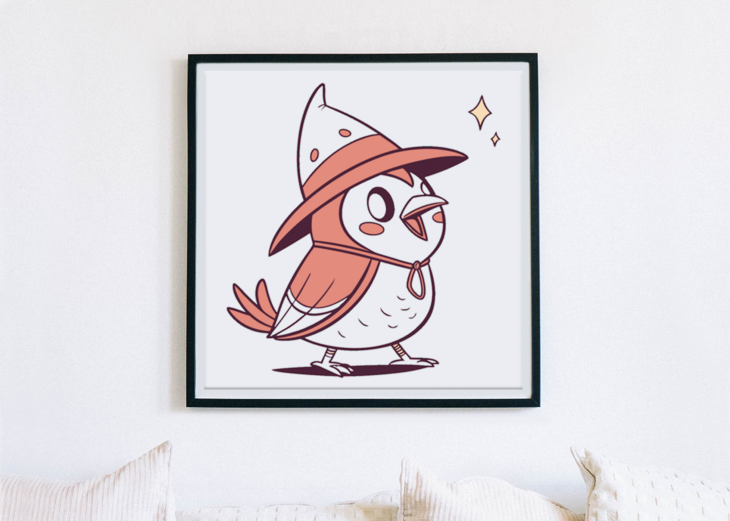 Cadre Halloween avec oiseau enchanteur illustré dans un style magique et mystérieux
