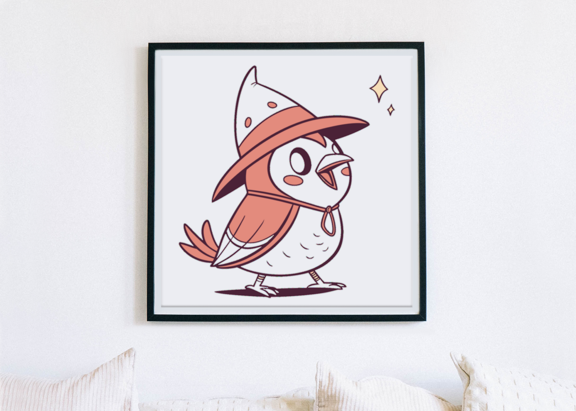 Cadre Halloween avec oiseau enchanteur illustré dans un style magique et mystérieux