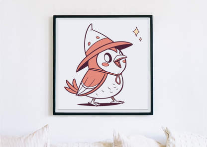 Cadre Halloween avec oiseau enchanteur illustré dans un style magique et mystérieux