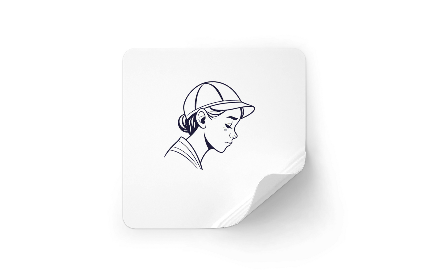 Sticker avec icône de jeune fille pensive style minimaliste et émotionnel