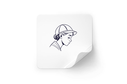 Sticker avec icône de jeune fille pensive style minimaliste et émotionnel
