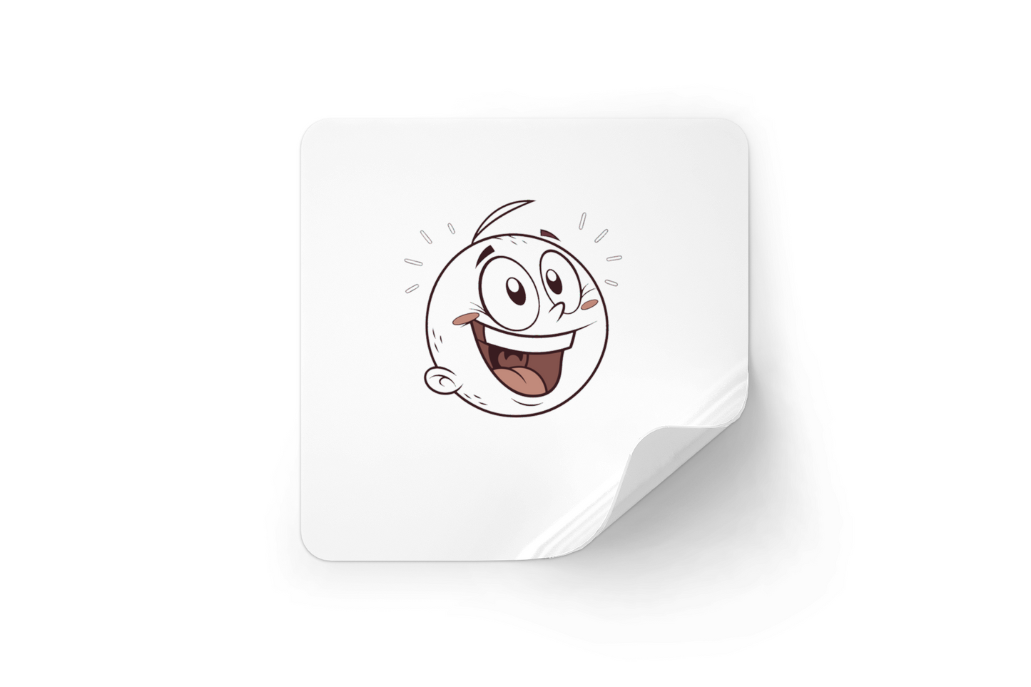 Sticker numérique enfantin avec visage surpris en style minimaliste sur fond neutre