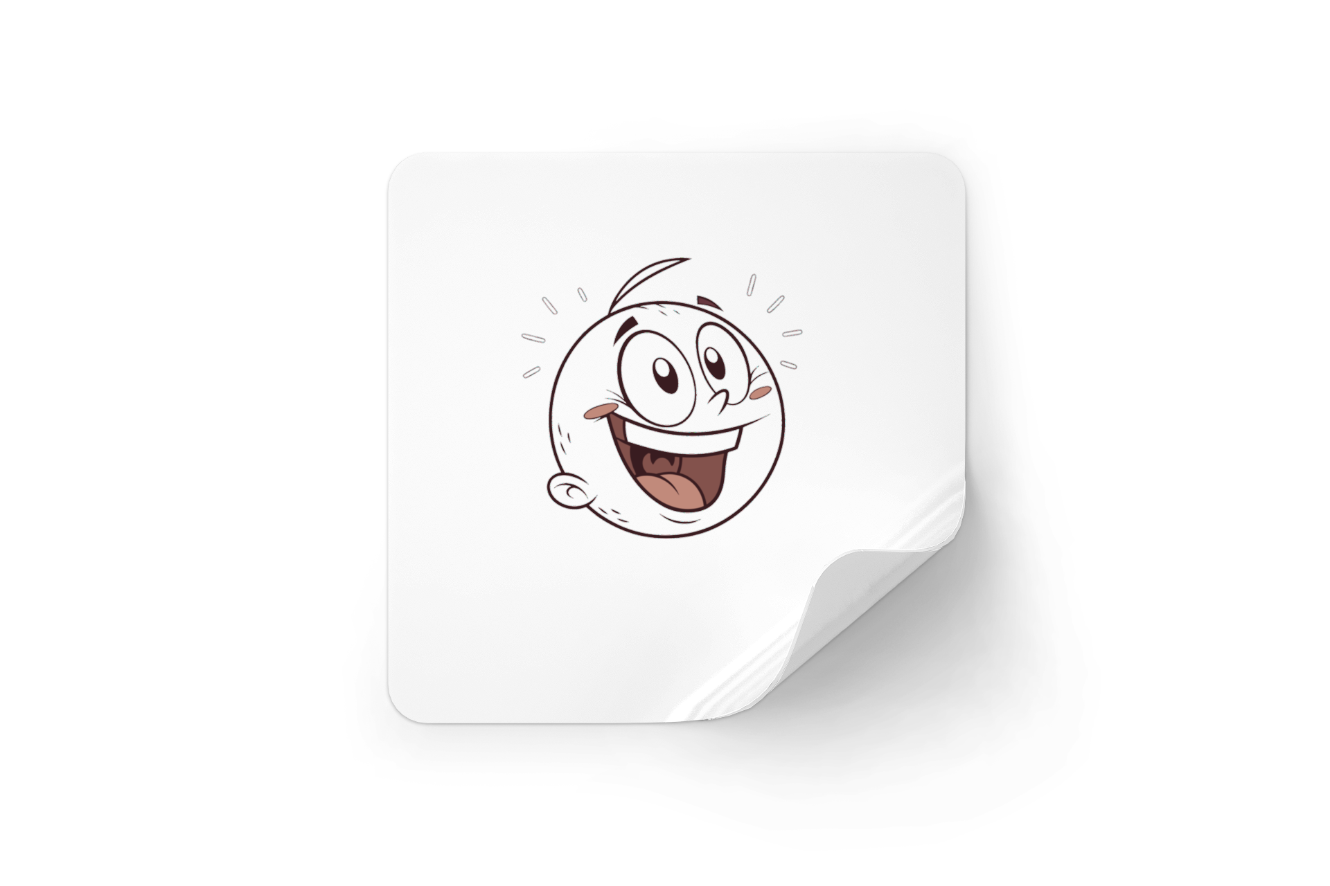Sticker numérique enfantin avec visage surpris en style minimaliste sur fond neutre