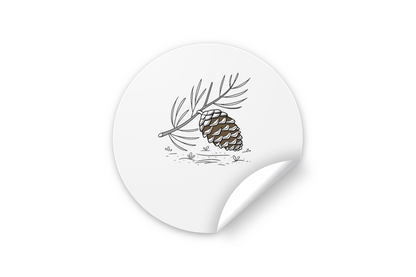 Sticker avec design minimaliste de pomme de pin équilibrée style nature