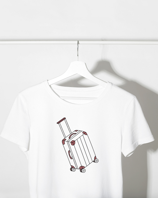 T-shirt avec motif digital d'une valise inspirant les voyages et l'aventure