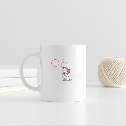 Mug avec décoration de chien joueur pastel soufflant des bulles colorées