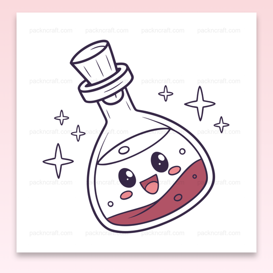 Potion joyeuse scintillante en style kawaii, usage pour décor et DIY.