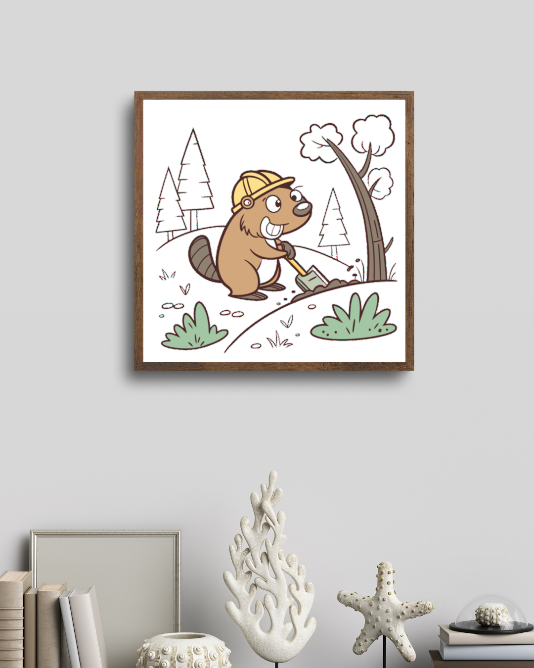 Cadre décoratif montrant un castor bûcheron dans une illustration vectorielle
