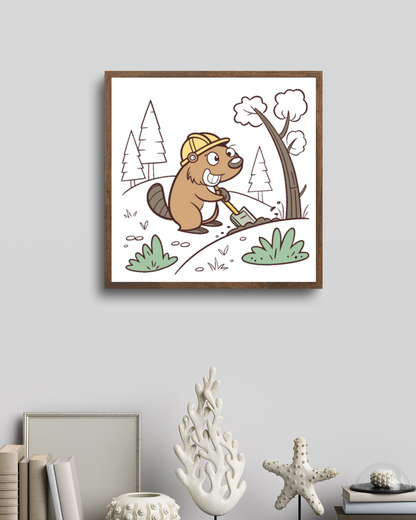 Cadre décoratif montrant un castor bûcheron dans une illustration vectorielle