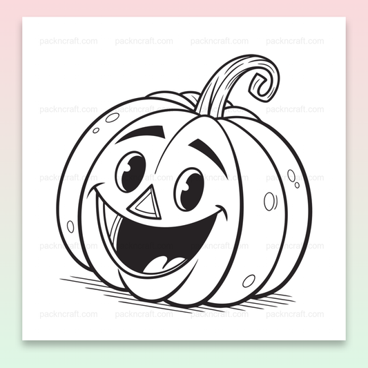 Illustration d'une citrouille rieuse en style cartoon, idéale pour Halloween et DIY