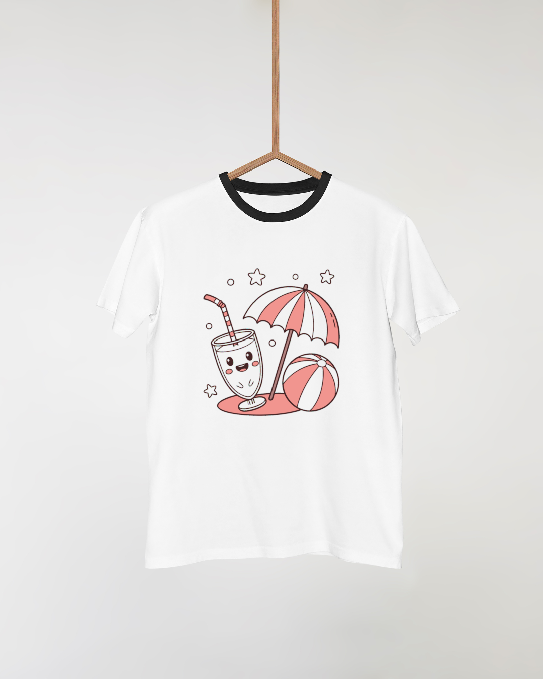 T-shirt arborant un adorable smoothie kawaii, ambiance plage éclatante funeté